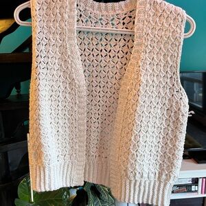 Women's White Knit Sweater Vest